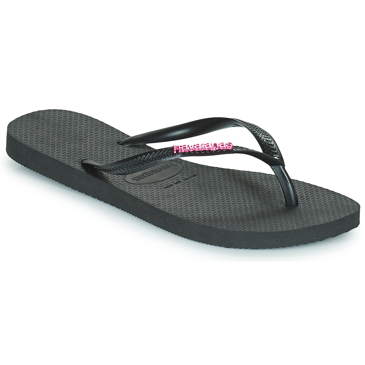 Havaianas – SLIM LOGO METALLIC – Noir / Rose