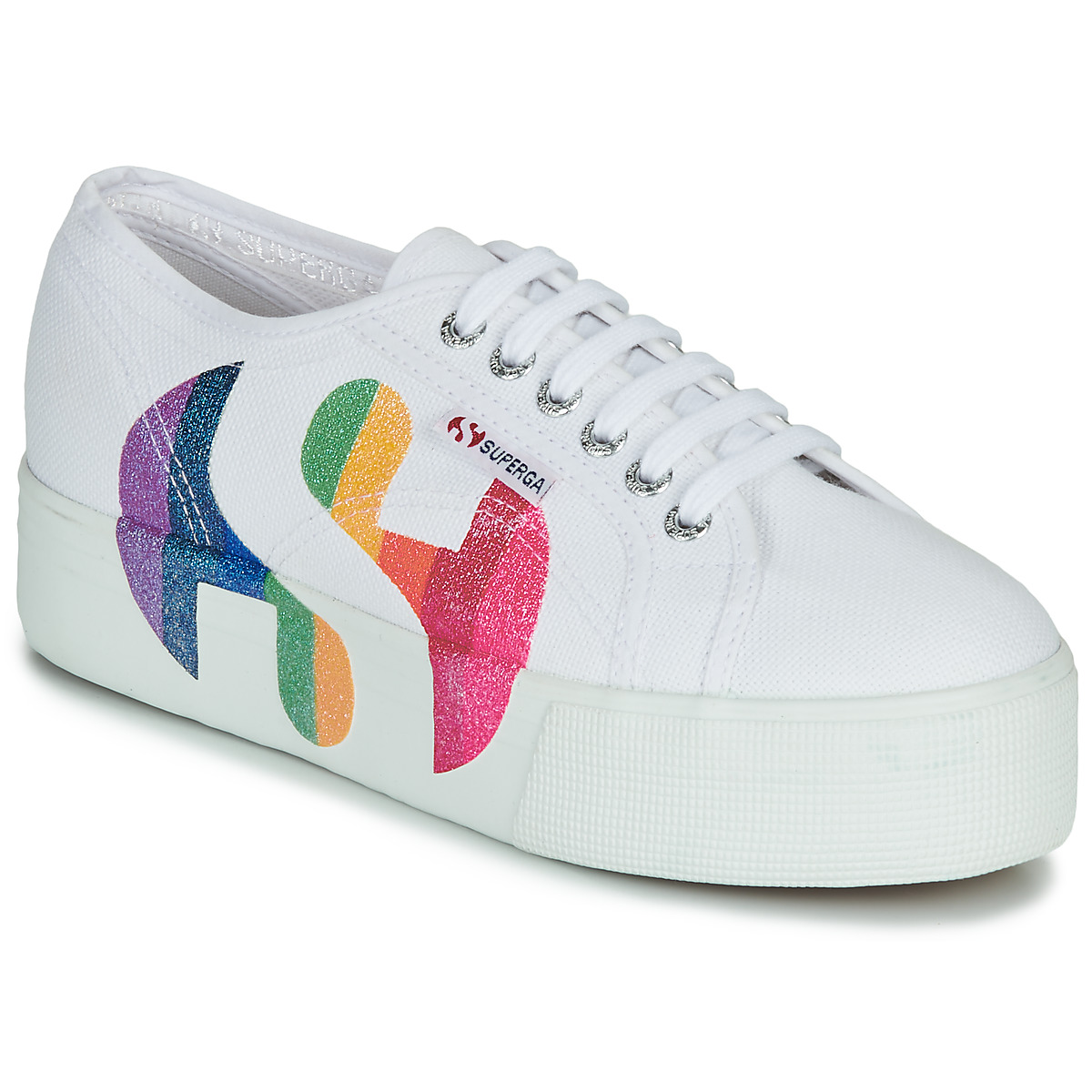 Superga – 2790-COTWPRINTEDLOGOGLITTER – Blanc