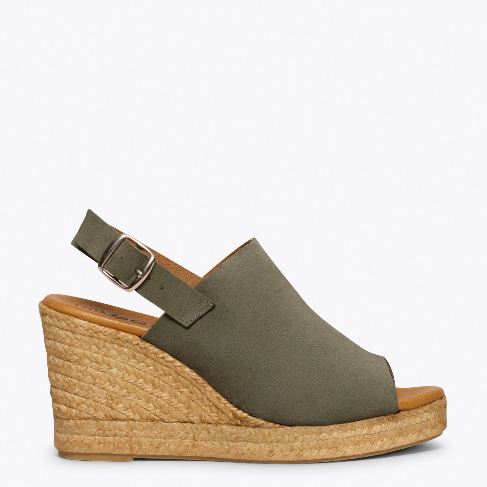 ZENIA – Sabot compensé espadrille KAKI