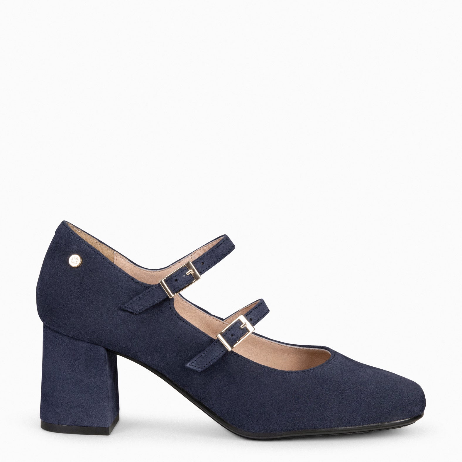 FEBRIS – Chaussures en daim à double boucles BLEU MARINE