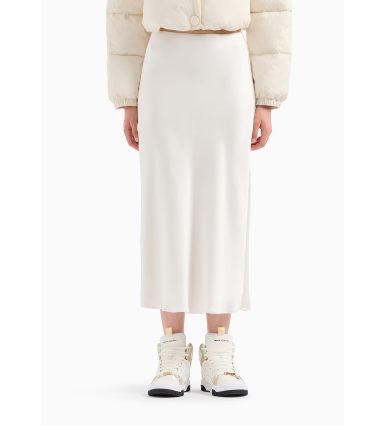 JUPE MIDI EN SATIN BLANC 3195506