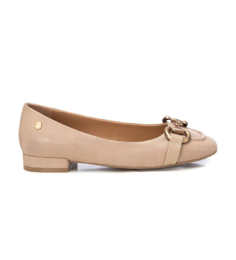 BALLERINES EN CUIR 161449 BEIGE 3077351