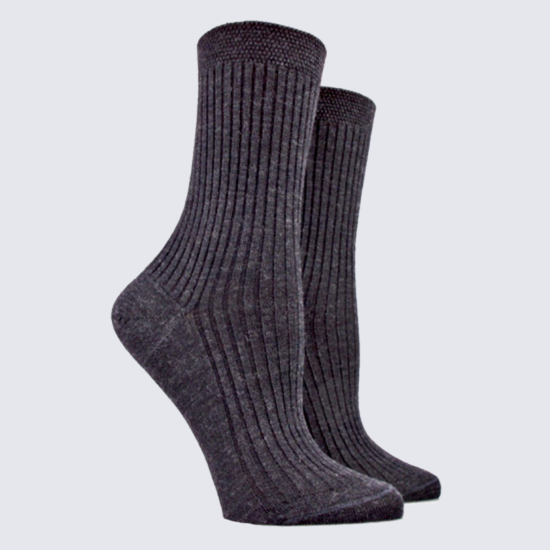 Chaussettes Doré Doré, chaussettes femme en laine Mérinos et coton anthracite