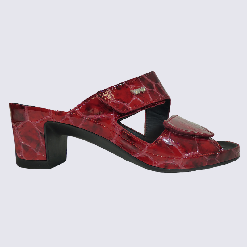 Mules Vital, mules à talons tendance femme en croco vernis rouge