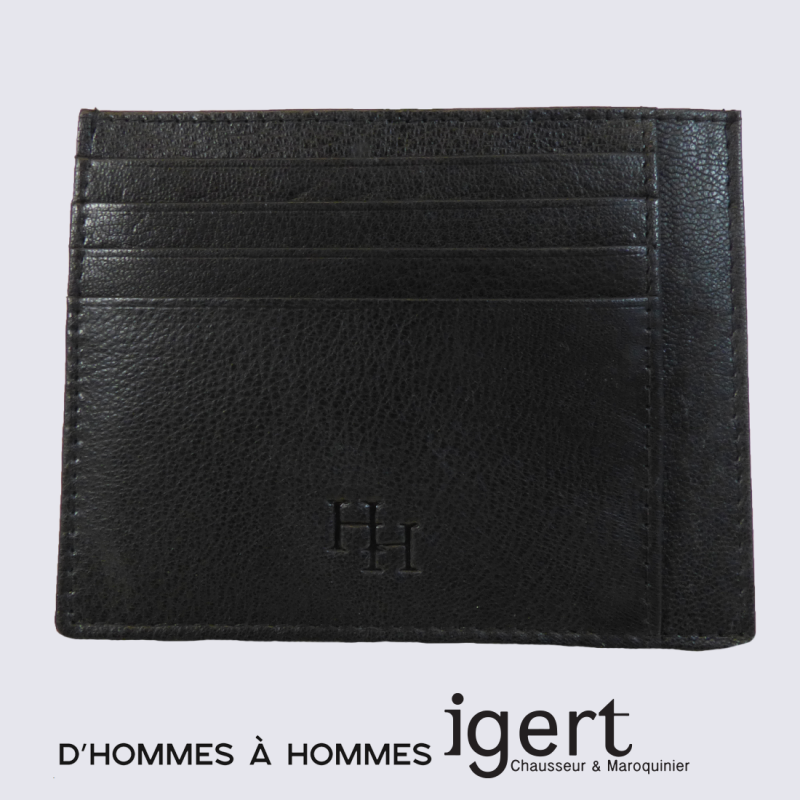 Porte cartes d’Hommes à Hommes, porte cartes à emmener partout homme en cuir noir